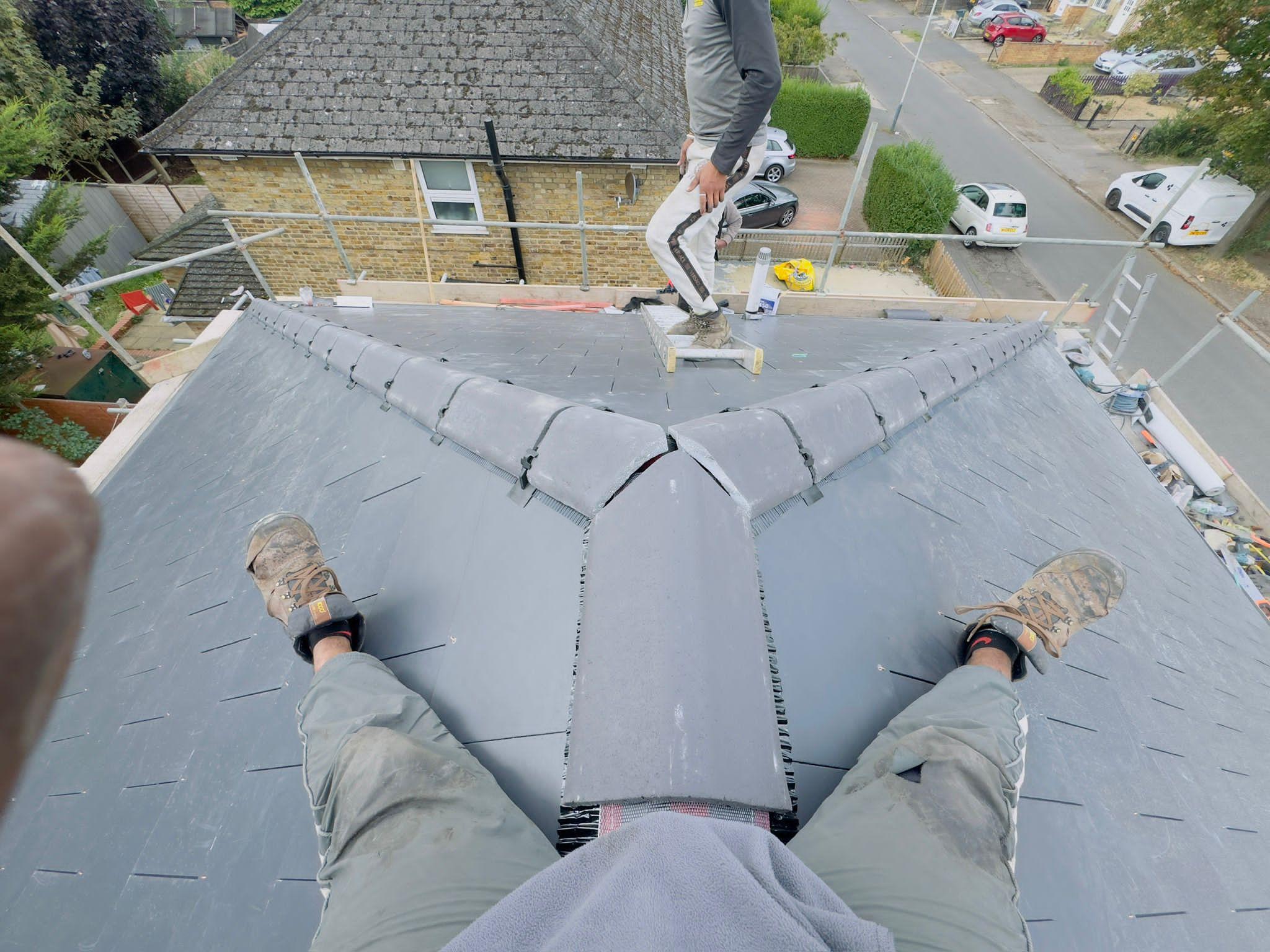 New ridgeline detail on a completed roof by ATS Roofing